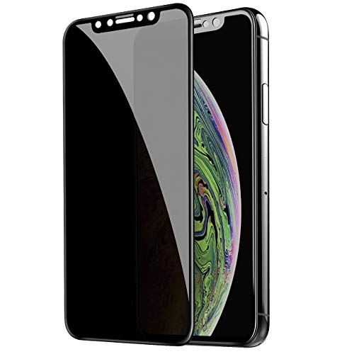 Product Cover TECHO Privacy Screen Protector Compatible with iPhone 11 Pro Max/iPhone Xs Max (6.5 inch), [Full Coverage][Edge to Edge][Super Clear] Anti-Spy 9H Hardness Tempered Glass Screen Protector (2019)