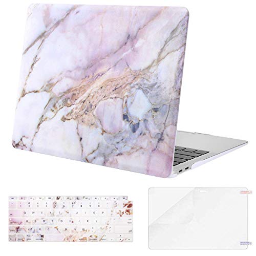 Product Cover MOSISO MacBook Air 13 inch Case 2019 2018 Release A1932 with Retina Display, Plastic Pattern Hard Shell & Keyboard Cover & Screen Protector Only Compatible with MacBook Air 13, Colorful Marble