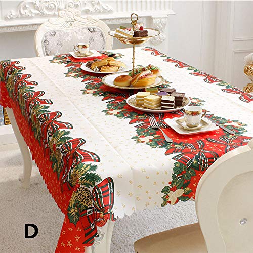 Product Cover Leoie Christmas Table Cover Rectangle Printing Tablecloth for Restaurant Household Decoration D