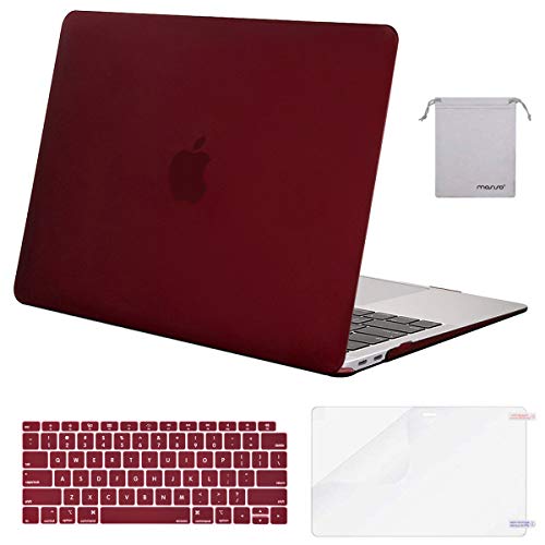 Product Cover MOSISO MacBook Air 13 inch Case 2019 2018 Release A1932 with Retina Display, Plastic Hard Shell & Keyboard Cover & Screen Protector & Storage Bag Compatible with MacBook Air 13, Marsala Red