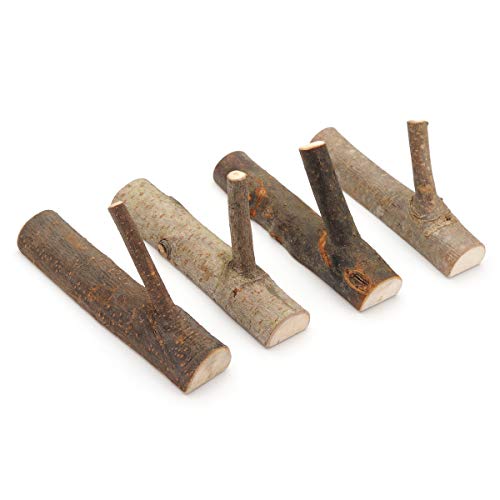 Product Cover Pack of 4 Vintage Real Wood Tree Branch Wall Hook,Rustic Decorative Wood Adhesive Hooks. Key Holder, Coat Hook,Strong Suction Hooks.(Width 2cm-3cm)
