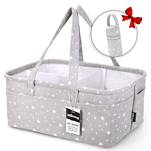 Product Cover StarHug Baby Diaper Caddy Organizer - Baby Shower Gift Basket | Large Nursery Storage Bin for Changing Table | Car Travel Tote Bag | Newborn Registry Must Have | Bonus Bottle Cooler