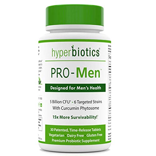 Product Cover Hyperbiotics PRO-Men - Probiotics for Men with Curcumin Phytosome - Urinary and Prostate Support - 15x More Survivability Than Capsules - Non-GMO and Gluten Free Premium Vegan Probiotic Supplements