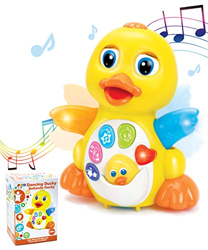 Product Cover JOYIN Dancing Walking Yellow Duck Baby Toy with Music and LED Light Up for Infants, Toddler Interactive Learning Development, School Classroom Prize and Children