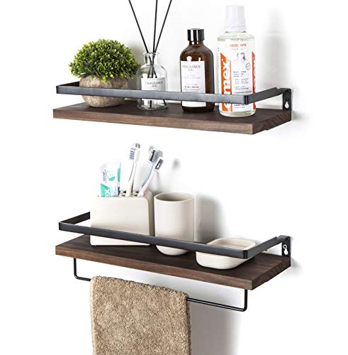 Product Cover SODUKU Floating Shelves Wall Mounted Storage Shelves for Kitchen, Bathroom,Set of 2 Brown