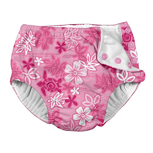 Product Cover i play. by green sprouts Baby Girls Snap Reusable Swim Diaper, Pink Hawaiian Turtle, 24 Months