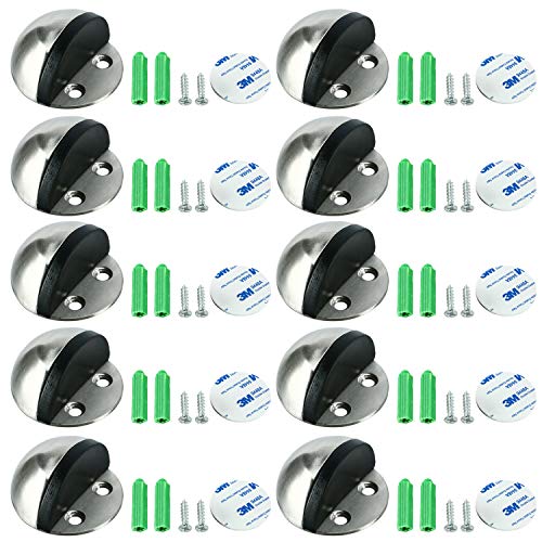 Product Cover Homend Stainless Steel Floor Door Stopper, 10Pcs Door Stopper with Rubber Bumper-Contemporary Safety Floor Mounted Doorstop with Hardware Screws and Double Coated Tissue Tape