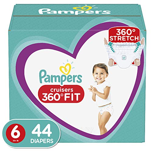 Product Cover Diapers Size 6, 44 Count - Pampers Pull On Cruisers 360˚ Fit Disposable Baby Diapers with Stretchy Waistband, Super Pack