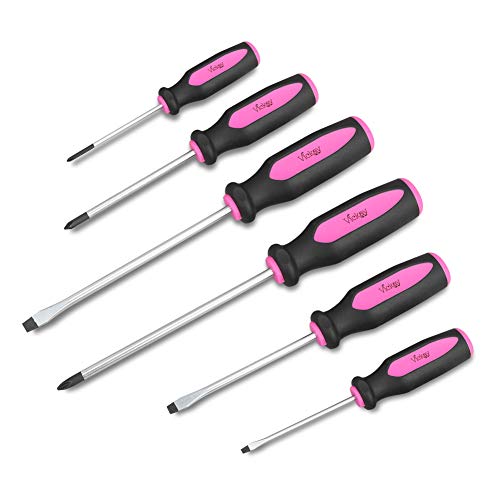 Product Cover Magnetic Screwdrivers Set,6 Pieces Slotted and Phillips Screwdriver with Permanent Magnetic Tips, Ergonomic Comfortable Handle,Rust Resistant Heavy Duty DIY Hand Tool Kit for Craftsman Repairing