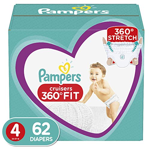 Product Cover Diapers Size 4, 62 Count - Pampers Pull On Cruisers 360˚ Fit Disposable Baby Diapers with Stretchy Waistband, Super Pack