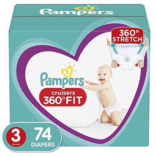 Product Cover Diapers Size 3, 74 Count - Pampers Pull On Cruisers 360˚ Fit Disposable Baby Diapers with Stretchy Waistband, Super Pack