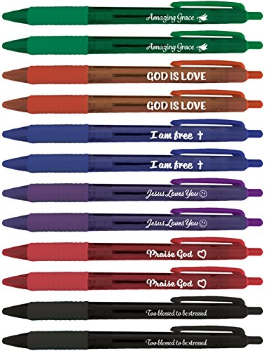 Product Cover Greeting Pen Christian Inspirational Translucent 12 Pen Set with 6 designs (46005)