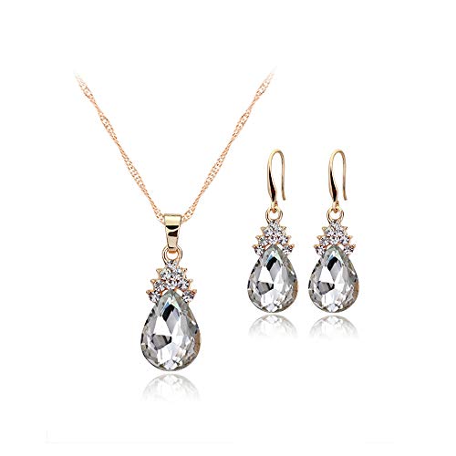 Product Cover Xeminor necklace earrings diamond drops of water women set of charm jewelry crystal pendant + earrings