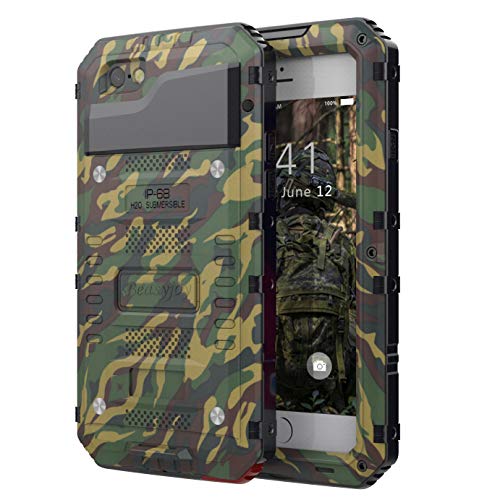 Product Cover Beasyjoy Strong Case Compatible with iPhone 6 / 6s, Military Grade Durable Metal Case with Built-in Screen Protective Heavy Duty Cover Dropproof Shockproof Waterproof Rugged Defender for Outdoor,Camo