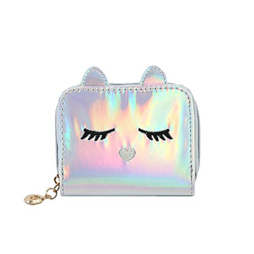 Product Cover Orityle Holographic Animal Cat Face Short Wallet Small Coin Purse for Women Girls Ladies