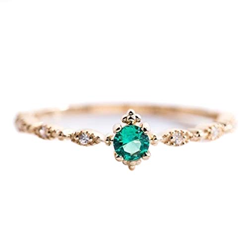 Product Cover Meolin Cute Dainty Women's Plated Green Rhinestone Rings Delicate Elegant Wedding Engagement Rings Jewelry,6#