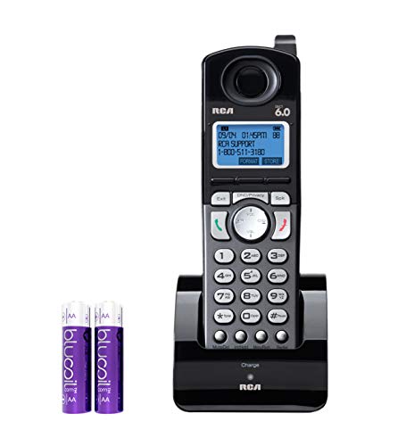 Product Cover RCA 25055RE1 DECT 6.0 Cordless Accessory Handset with Built-in Voice Memo Recorder - 2 Line Phone Systems for Small Business Bundle with Blucoil 2 AA Batteries