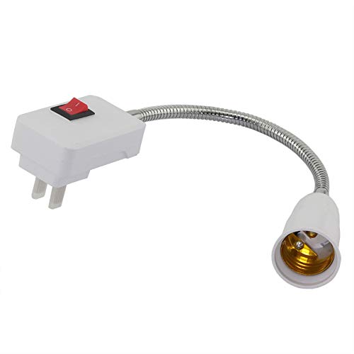 Product Cover Maxmoral 1pc 300mm E27 Flexible Extension Screw Lamp Holder 2Prong Wall Base Bulb Holder Lighting Accessories Screw Socket Base Type LED Light Extender with On/Off Switch