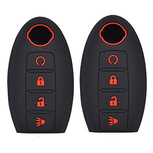 Product Cover 2Pcs Silicone Flip Key Case Fob For Nissan Altima Maxima Murano Rogue Sentra Versa Titan 2006-2018 2019 Remote Key Cover Shell Jacket Sleeve Protector 4 Button