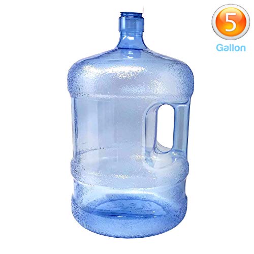 Product Cover LavoHome BPA-Free Reusable Plastic Water Bottle 5 Gallon Jug Container with Cap, Easy Grip Carry Handle, Sports Residential & Commercial Use, Camping