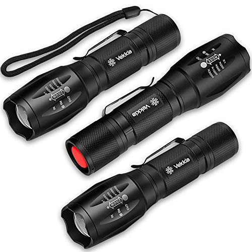 Product Cover 3 Pack Super Bright Led Tactical Flashlights with Belt Clip, High Lumens Flashlight with Zoomable Focus, 3 Modes, IPX6 Waterproof. Flash Light Built to Last. Great Gift for Camping, Hiking & Emergency