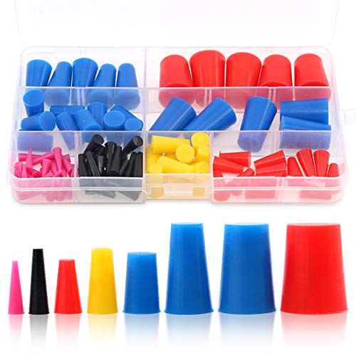 Product Cover Swpeet 100Pcs High Temp Silicone Rubber Protective Tapered Plug Assortment Kit, Masking System Kit Perfect for Powder Coating, Painting, Anodizing, Plating & Media Blasting