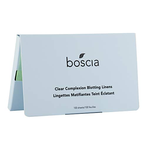 Product Cover boscia Clear Complexion Blotting Linens - Vegan, Cruelty-Free, Natural and Clean Skincare | Natural Willow Bark Facial Blotting Sheets Formulated for Acne-Prone Skin, 100 Sheets