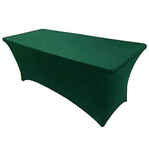Product Cover GWHome 8 ft Spandex Fitted Stretch Tablecloth Rectangular Table Cover Wedding Banquet Party (Hunter Green, 8 ft)