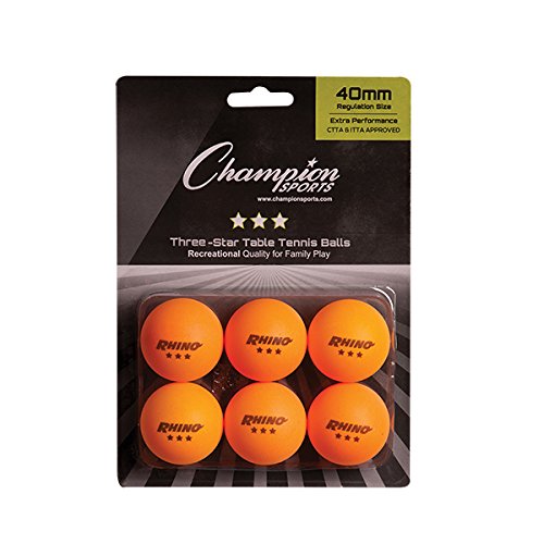 Product Cover Champion Sports 3 Star Table Tennis Ball Pack, Tournament Size - Orange Ping Pong Balls, Set of 6, with 40mm Seamless Design - Professional Table Tennis Equipment, Accessories - CTTA and ITTA Approved