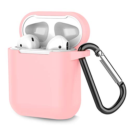 Product Cover Airpods Case, Coffea AirPods Accessories Shockproof Case Cover Portable & Protective Silicone Skin Cover Case for Airpods 2 & 1 (Front LED Not Visible) - Pink