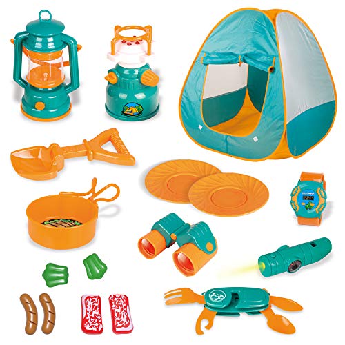 Product Cover FUN LITTLE TOYS Kids Play Tent, Pop Up Tent with Kids Camping Gear Set, Outdoor Toys Camping Tools Set for Kids, 18 Pieces