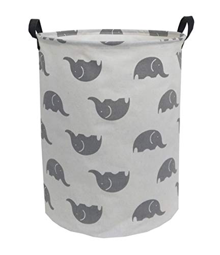 Product Cover ESSME Laundry Hamper,Collapsible Canvas Waterproof Storage Bin for Kids, Nursery Hamper,Gift Baskets,Home Organizer (Grey Elephant)