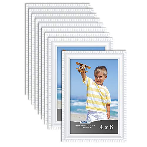 Product Cover Icona Bay 4x6 Picture Frames (12 Pack, White) Picture Frame Set, Wall Mount or Table Top, Set of 12 Inspirations Collection