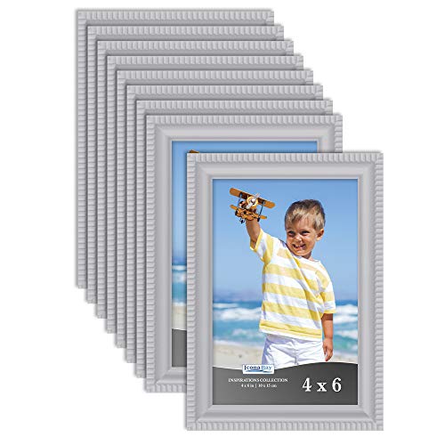 Product Cover Icona Bay 4x6 Picture Frames (12 Pack, Gray) Picture Frame Set, Wall Mount or Table Top, Set of 12 Inspirations Collection