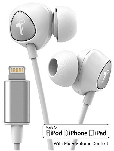Product Cover Thore iPhone Earbuds with Lightning Connector MFi Certified by Apple Earphones (V100) Wired in-Ear Headphones with Volume Control & Mic for iPhone X, XS iPhone 11 and 11 Pro Max (White Silver)