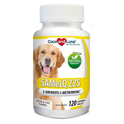 Product Cover Vita Pet Life Same for Dogs 225, S-Adenosyl-l-Methionine, Promotes Cognitive Brain Support and Natural Hepatic Liver Health, 120 Natural Chew-able Tablets.