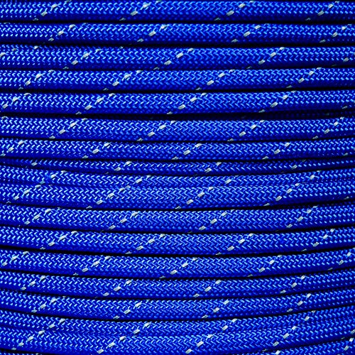 Product Cover Reflective Type III 550 Paracord - 7 Strand Core - 100% Nylon, Parachute Cord, Commercial Paracord, Survival Cord (100 Feet, Electric Blue with Reflective Tracers)