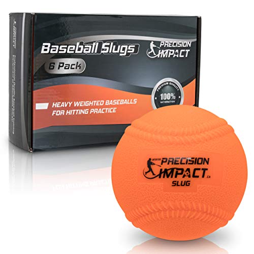 Product Cover Precision Impact Slugs with Laces: Heavy Weighted 15oz Baseballs for Hitting; with 1-Year Warranty (6-Pack)