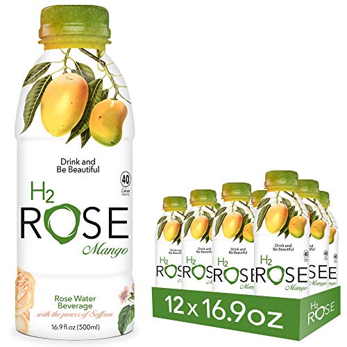 Product Cover H2rOse - Rose Water Beverage with the Power of Saffron - Healthy Alternative to Sodas & Sports Drinks - All Natural, Gluten Free, Non-GMO, Vegan w/ Added Benefits - 16.9 Oz, 12 Pack (Mango)