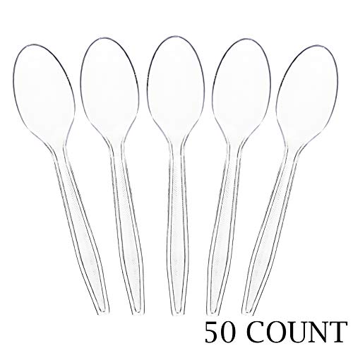 Product Cover Plasticpro Clear Plastic Tea Spoons Disposable Cutlery Utensils 50 Count