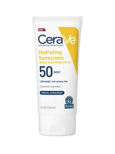 Product Cover CeraVe 100% Mineral Sunscreen SPF 50 | Body Sunscreen with Zinc Oxide & Titanium Dioxide for Sensitive Skin | 5 oz, 1 Pack