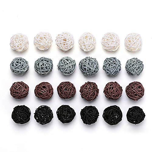 Product Cover Byher 24-Pack Wicker Rattan Balls - Decorative Balls for Bowls, Vase Filler, Coffee Table Decor, Wedding Party Decoration (Small - 5CM - 24pcs)