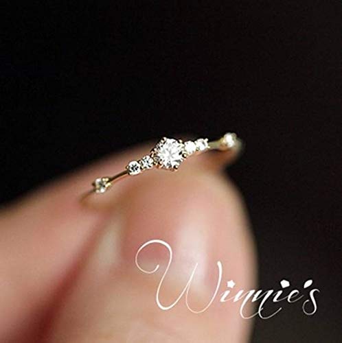 Product Cover JESMING 7 Tiny Diamond Pieces of Exquisite Small Fresh Style Ladies Engagement Ring Jewelry (Gold,7)