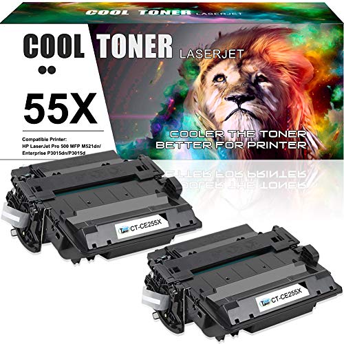 Product Cover Cool Toner Compatible Toner Cartridge Replacement for HP 55A CE255A 55X M521dn for HP Laserjet Pro 500 MFP M521DN M525DN M521DW M525f HP Laserjet P3015dn P3010 P3015x P3015 P3015d P3015n P3016 Printer