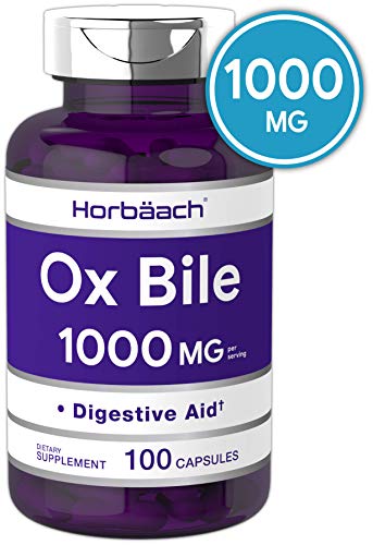 Product Cover Horbaach Ox Bile 1000 mg 100 Capsules | Non-GMO & Gluten Free | Digestive Enzymes Supplement, Purified Bile Salts for Gallbladder