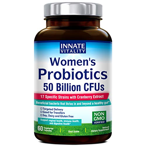 Product Cover INNATE Vitality Women's Probiotics,50 Billion CFUs,17 Proven Strains, 60 Veggie Caps, Formulated with Prebiotics and Cranberry Extract,Non-GMO, Supports Vaginal, Digestive and Immune Health