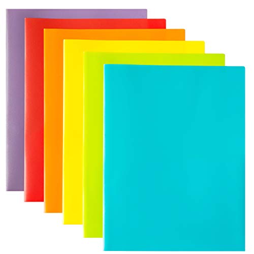 Product Cover Youngever 12 Pack Plastic Pocket Folders - Heavy Duty Plastic 2 Pocket Folder, in 6 Colors