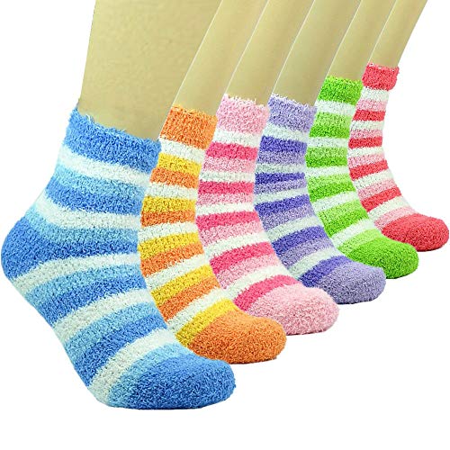 Product Cover PINKIT 4 Pairs Soft & Cozy Ladies Women Girls Fuzzy Socks Winter Warm Feather Slipper Bed Socks (Without Thumb Socks) (Pack of Four Pairs) - Any 4 Colours