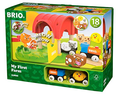 Product Cover BRIO World - 33826 My First Farm | 12 Piece Wooden Toy Train Set for Kids Ages 18 Months and Up