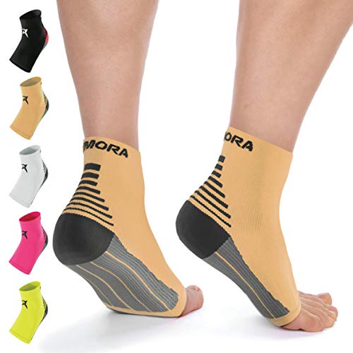 Product Cover Rymora Plantar Fasciitis Sock Foot Compression Sleeves for Men/Women (Pair, Beige, M)